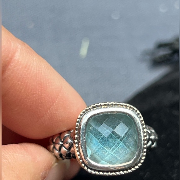 Sterling Silver/14kt Blue Gemstone Ring - Picture 2 of 4